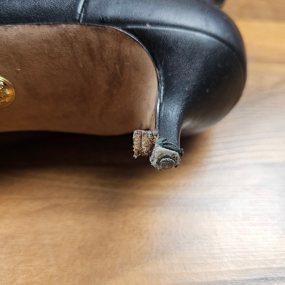 Veronica Beard Lisa Knee High Leather Boots Kitten Heel Black 10M Wide Calf - Picture 4 of 9